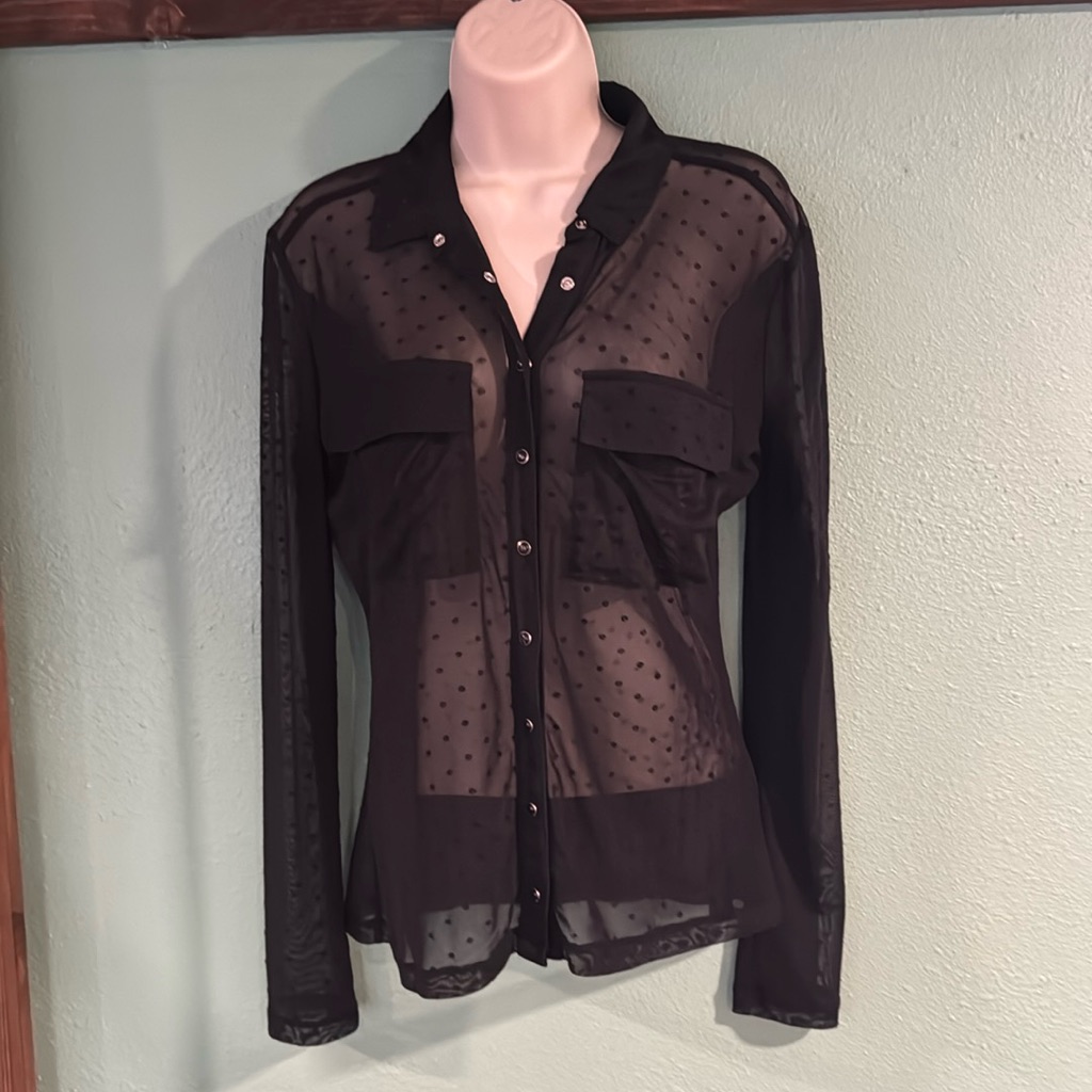 Guess Sheer Button Down Top